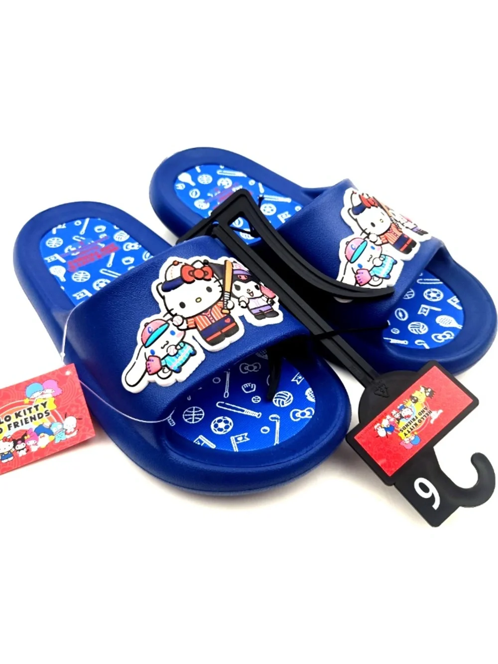 Girls Sandals Shoes Size 6 Hello Kitty Slides Blue Slip on Summer Footwear